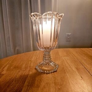 Vintage Crystal Hurricane Candle Holder Vase